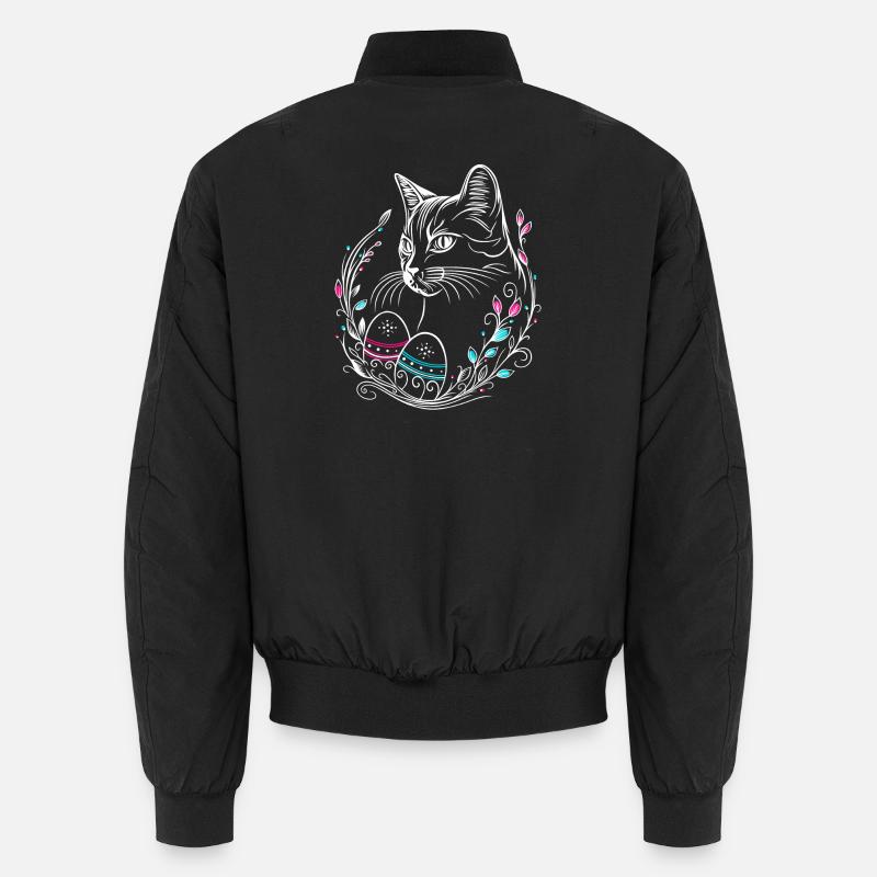 Katze Ostern Ostereier Easter Cat - Unisex Bomberjacke - Schwarz