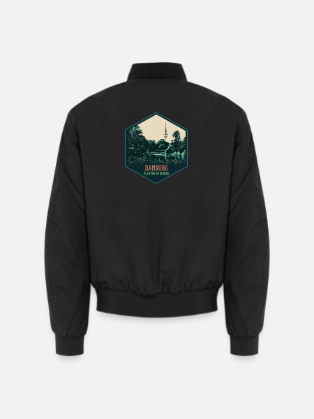 Illustration, Planten un Blomen park in Hamburg - Unisex Bomberjacke - Schwarz