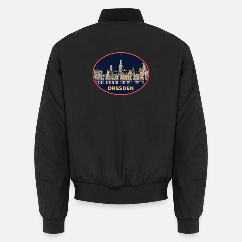 Dresden at Night: Mesmerizing Illustration - Unisex Bomber Jacket - black