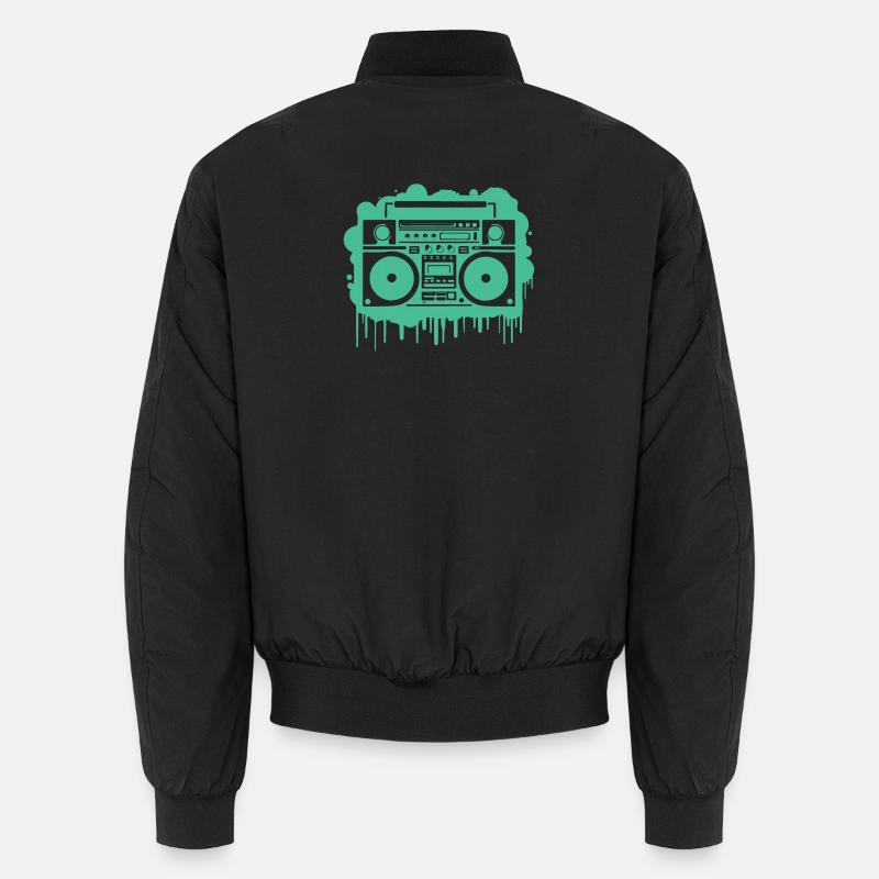 Cyan Boom Box (Seethrough) - Unisex Bomber Jacket - black