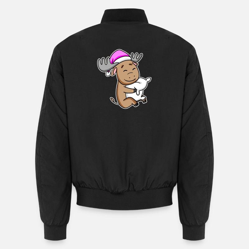 Moose Tired Sleeping Sleeping Girl - Unisex Bomber Jacket - black