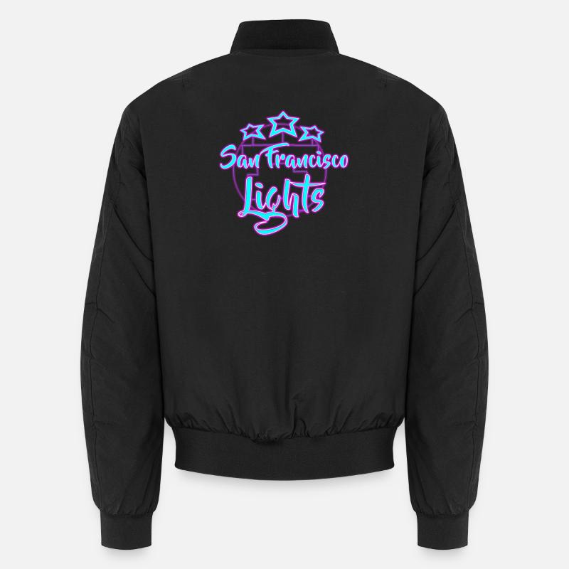 Neon San Francisco Lights Design - Unisex Bomber Jacket - black