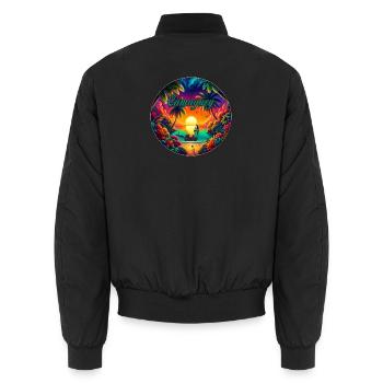 Camagüey Kuba Paradies Sonnen Design - Unisex Bomberjacke - Schwarz - Hinten - AI Model Male 185 light (185cm)