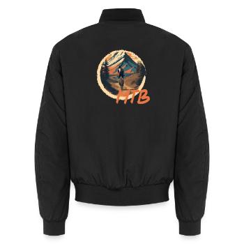 Mountainbike - Unisex Bomberjacke - Schwarz - Hinten - AI Model Male 185 light (185cm)