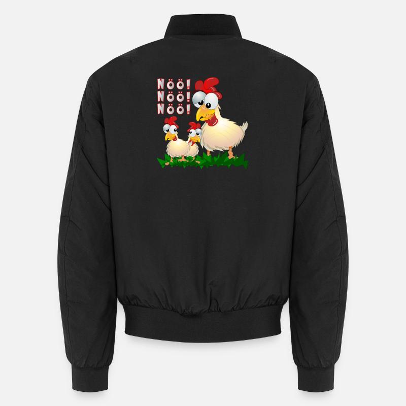 HÜHNER COMIC - NÖ - NEIN SAGEN - Unisex Bomberjacke - Schwarz