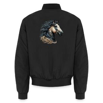 Horse - Unisex Bomber Jacket - black - Back - AI Model Male 185 light (185cm)