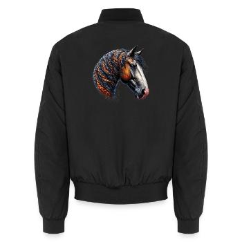 Horse - Unisex Bomber Jacket - black - Back - AI Model Male 185 light (185cm)