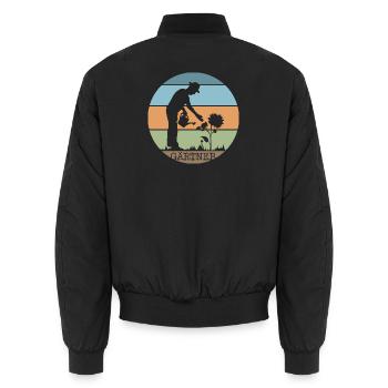 Gardener retro plants garden maintenance icon icon - Unisex Bomber Jacket - black - Back - AI Model Male 185 light (185cm)