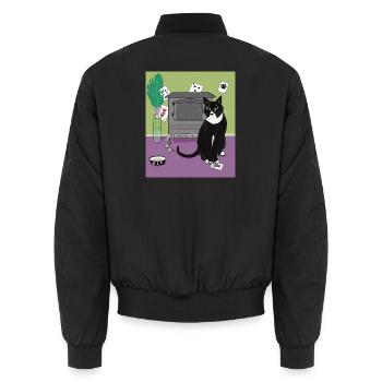 Katze Königin der Herzen. - Unisex Bomberjacke - Schwarz - Hinten - AI Model Male 185 light (185cm)