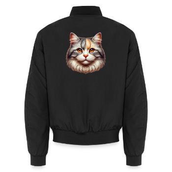 Cat - Unisex Bomber Jacket - black - Back - AI Model Male 185 light (185cm)