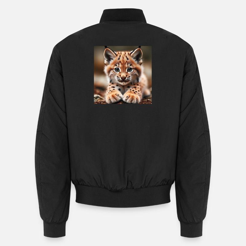 Iberian lynx cub - Unisex Bomber Jacket - black
