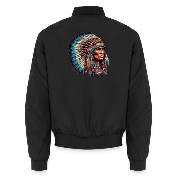 American Indian American Red Skin - Unisex Bomber Jacket - black - Back - AI Model Male 185 light (185cm)