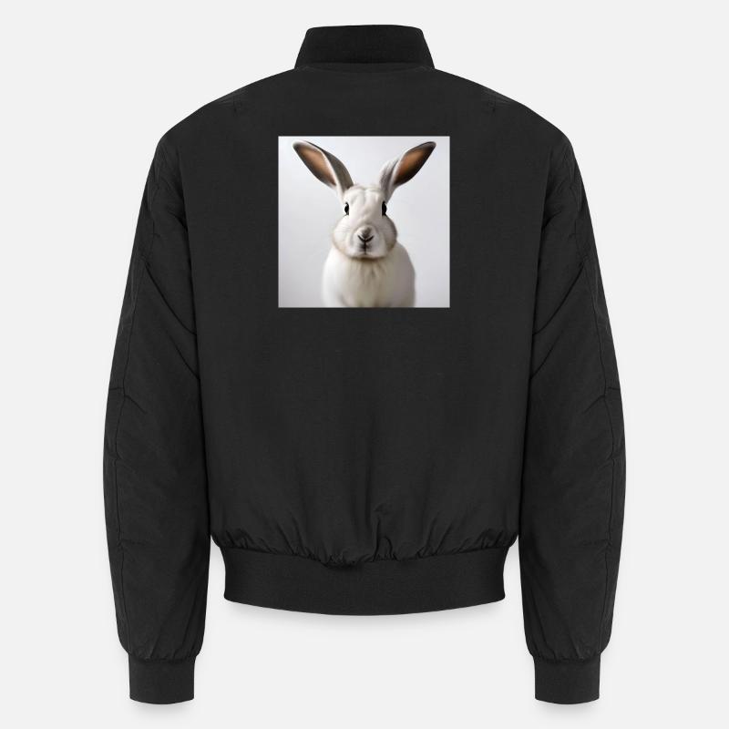 Lapin blanc illustré - Bomber unisexe - noir