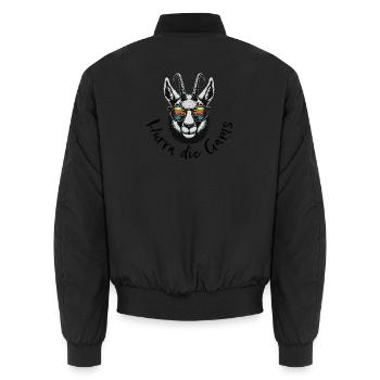 hurra die gams schifahren schirurlaub berg wandern - Unisex Bomberjacke - Schwarz - Hinten - AI Model Male 185 light (185cm)
