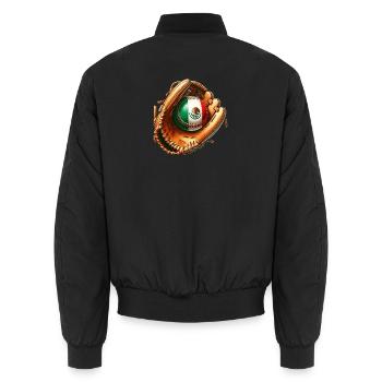 Mexiko Flagge Baseball Design - Unisex Bomberjacke - Schwarz - Hinten - AI Model Male 185 light (185cm)