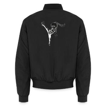 Chibi Girl with kick - white - Unisex Bomber Jacket - black - Back - AI Model Male 185 light (185cm)