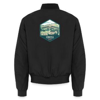 Illustration du Pont Rialto, Venise - Bomber unisexe - noir - Dos - AI Model Male 185 light (185cm)