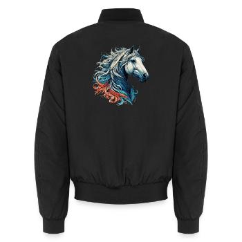 Horse - Unisex Bomber Jacket - black - Back - AI Model Male 185 light (185cm)