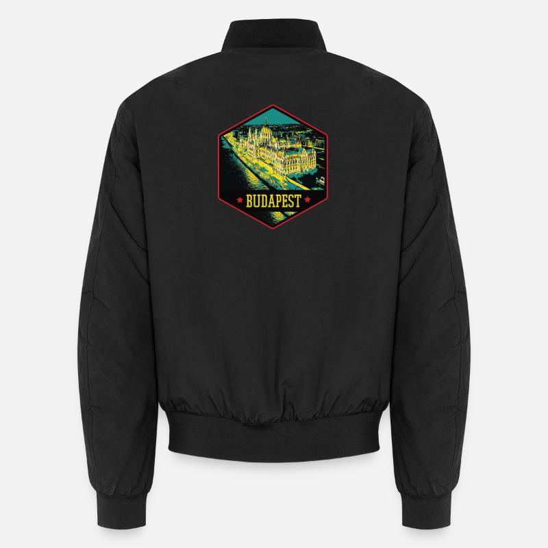 Nächtliche Illustration Historisches Budapest Unisex Bomberjacke