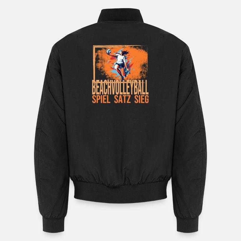 Spiel - Satz - Sieg - Beachvolleyball - Unisex Bomberjacke - Schwarz