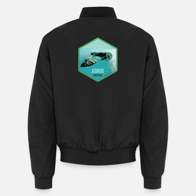 Illustration Vulkaninseln, Azoren - Unisex Bomberjacke - Schwarz