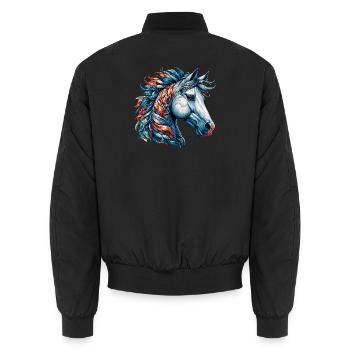 Horse - Unisex Bomber Jacket - black - Back - AI Model Male 185 light (185cm)