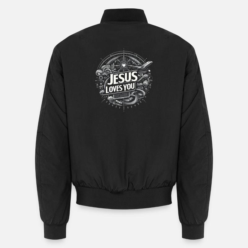 Jésus t’aime – Conception de cercles - Bomber unisexe - noir