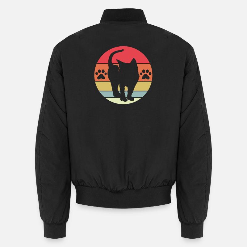 Illustration vintage d’icône de logo mignon de chat rétro Bomber unisexe