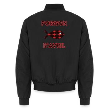 POISSON. POISSON D'AVRIL - Bomber unisexe - noir - Dos - AI Model Male 185 light (185cm)