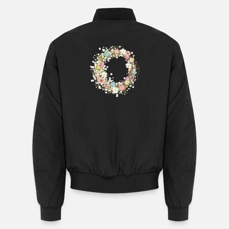 Ostereier,Blüten und Schleierkraut als Osterkranz Unisex Bomberjacke