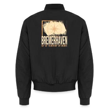 Bremerhaven Koordinaten - Unisex Bomberjacke - Schwarz - Hinten - AI Model Male 185 light (185cm)