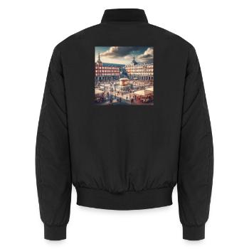 Plaza Mayor in Madrid - Unisex Bomberjacke - Schwarz - Hinten - AI Model Male 185 light (185cm)