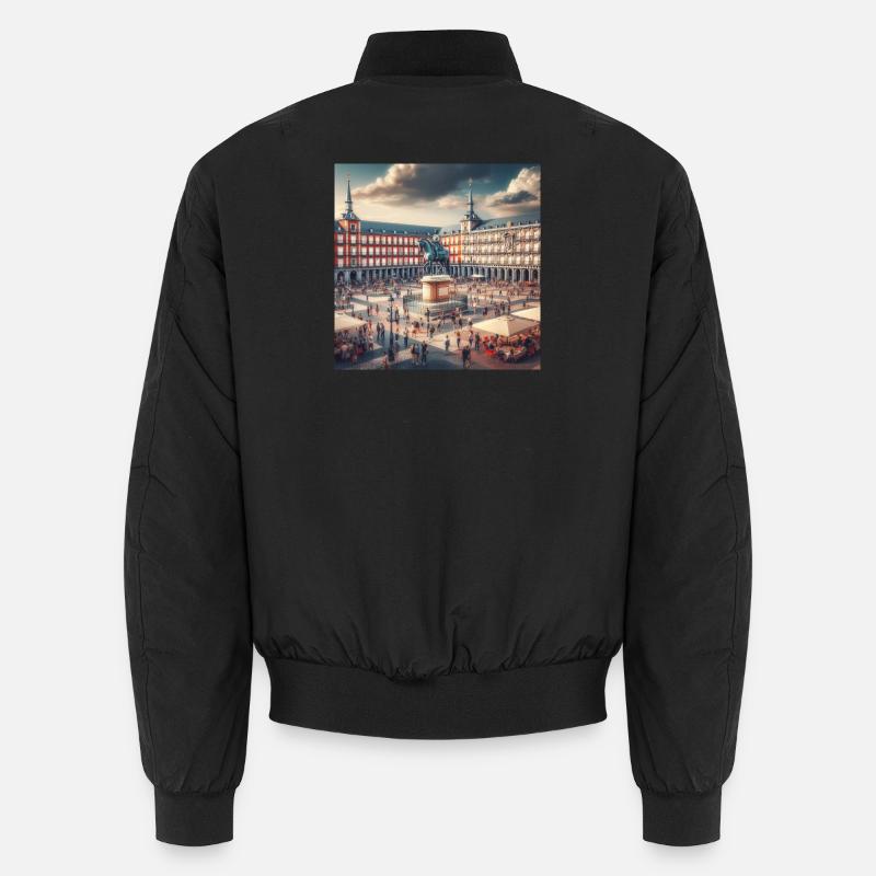 Plaza Mayor in Madrid - Unisex Bomber Jacket - black