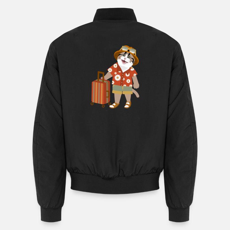 cat traveling mood - Unisex Bomber Jacket - black