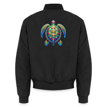 Turtle - Unisex Bomber Jacket - black - Back - AI Model Male 185 light (185cm)