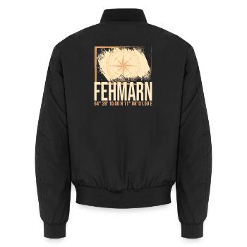 Fehmarn Koordinaten - Unisex Bomberjacke - Schwarz - Hinten - AI Model Male 185 light (185cm)