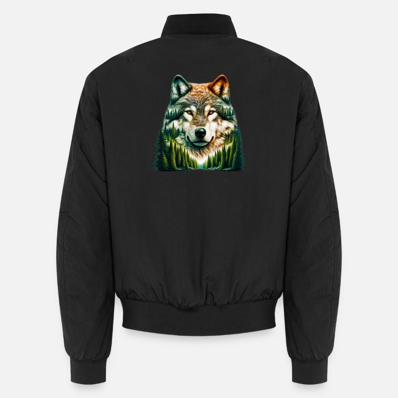 Wolf - Unisex Bomber Jacket - black