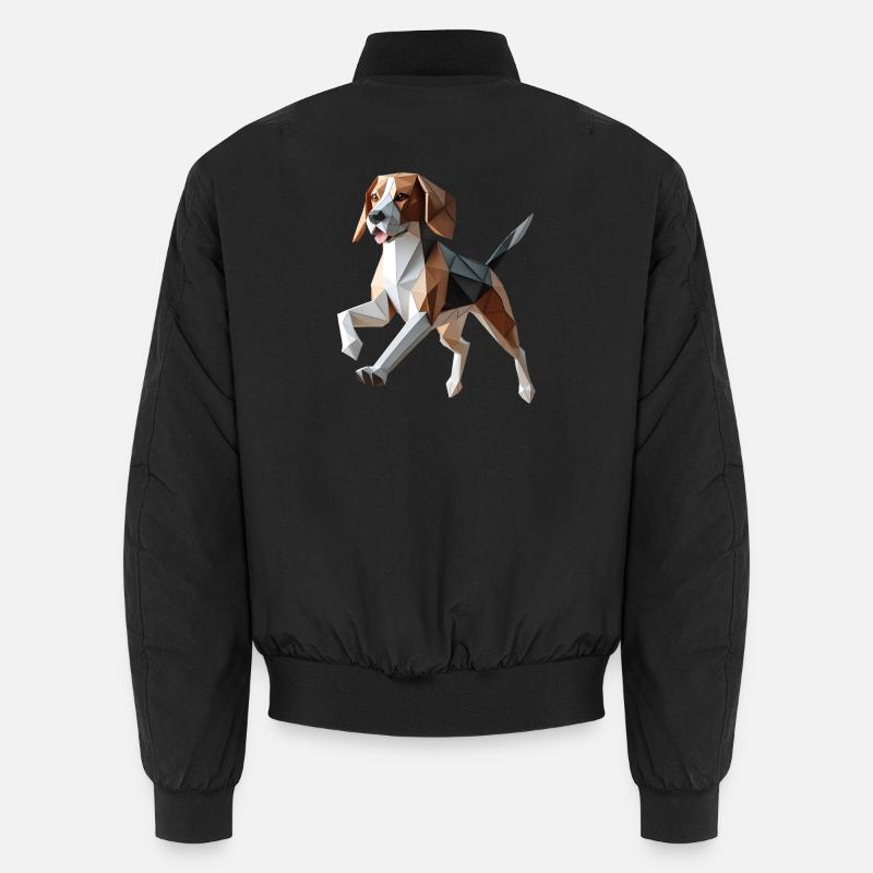 3D Geometrischer Origami-Beagle-Hund - Unisex Bomberjacke - Schwarz