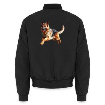 Deutscher Schäferhund Origami Geometrisch 3D - Unisex Bomberjacke - Schwarz - Hinten - AI Model Male 185 light (185cm)