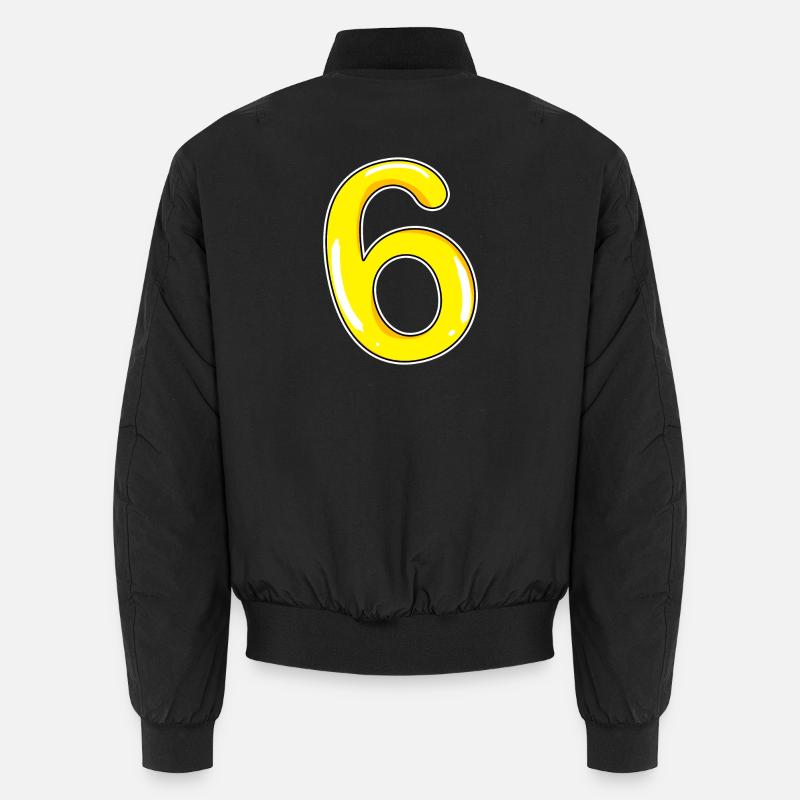 Zahl 6 Nummer gelb Unisex Bomberjacke