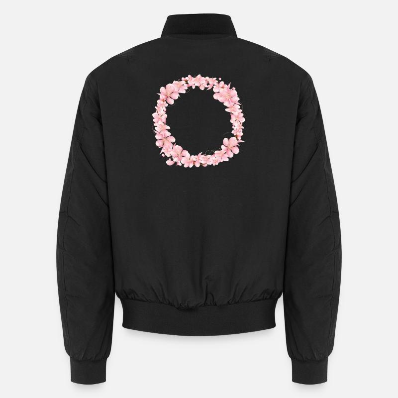 pink blossoms wreath for springtime decoration Unisex Bomber Jacket