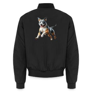Staffy Origami 3D geometrischer Hund - Unisex Bomberjacke - Schwarz - Hinten - AI Model Male 185 light (185cm)