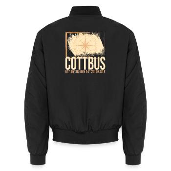 Cottbus Koordinaten - Unisex Bomberjacke - Schwarz - Hinten - AI Model Male 185 light (185cm)
