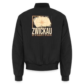 Zwickau Koordinaten - Unisex Bomberjacke - Schwarz - Hinten - AI Model Male 185 light (185cm)