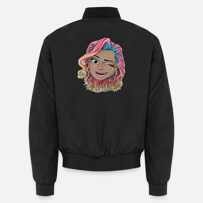 Lebendige zwinkernde Illustration Unisex Bomberjacke
