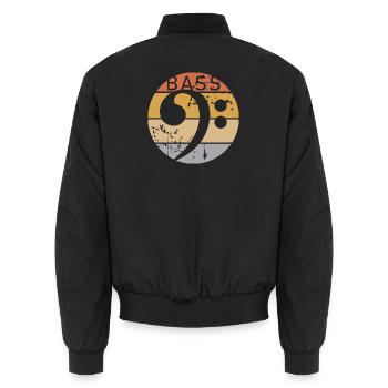 rétro guitare basse clef musicien bassiste - Bomber unisexe - noir - Dos - AI Model Male 185 light (185cm)
