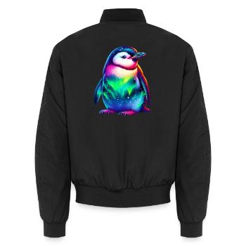 Manchot aurore boréale - Bomber unisexe - noir - Dos - AI Model Male 185 light (185cm)