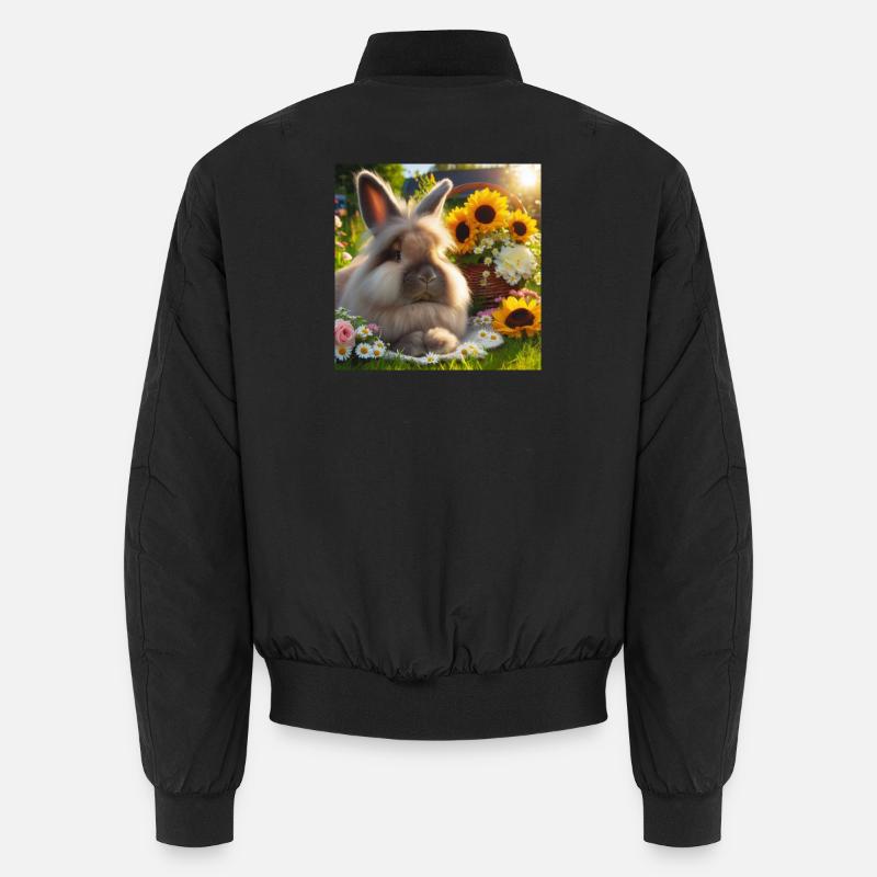 Lapin angora gris - Bomber unisexe - noir