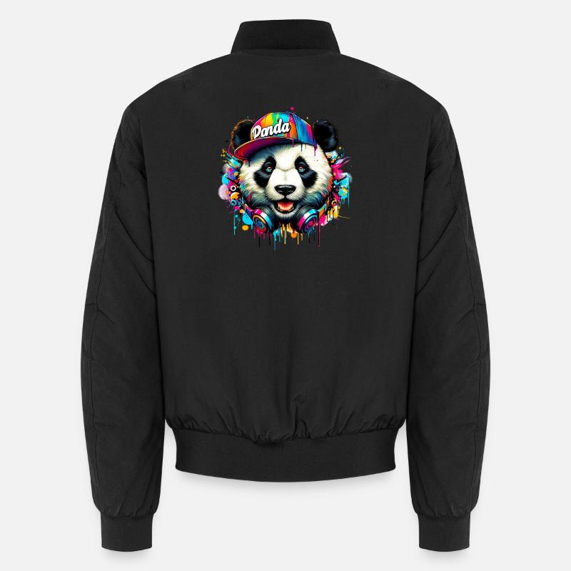 Panda DJ Deejay avec des écouteurs écoute de la musique Bomber unisexe