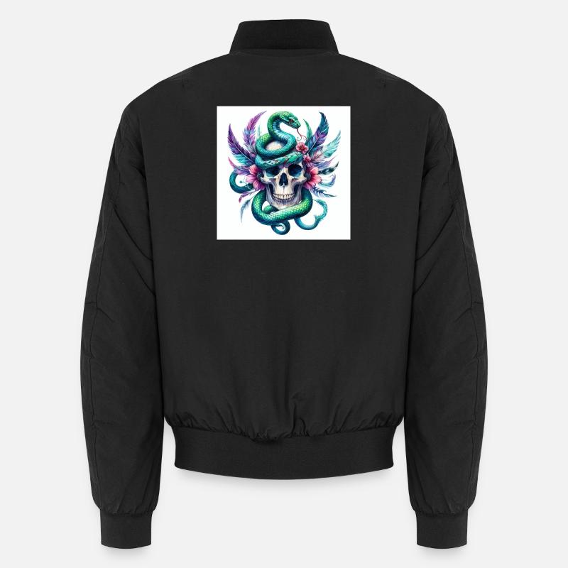 Aquarelle Crâne et Serpent Bomber unisexe